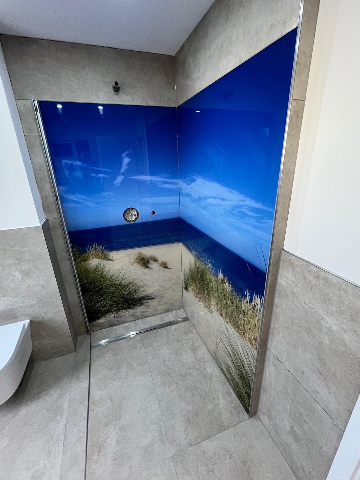 Dusche mit Strandmotiv – Fliesen Zöchling